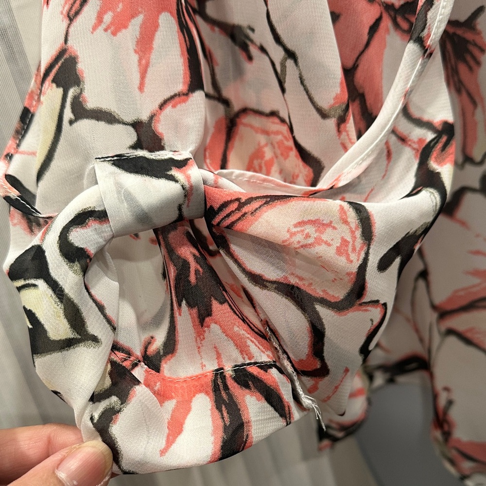 #548 Cleo Floral Print Blouse - Pink and Black - Picture 4 of 10